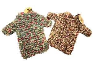 Lot of 2: Vintage F.C Y2K Stretchy Popcorn Shirts Women One Size Multi Floral Ru